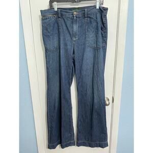 Lauren Jeans Co Denim Pants Size 12 High Rise Wide Leg Preppy Work Wear Trousers